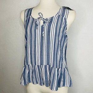 Hollister Sz XS Blue and White Striped Sleeveless Top